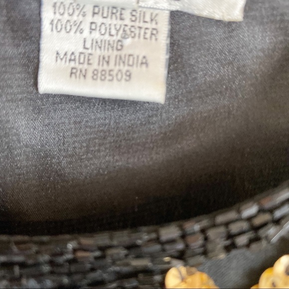 VINTAGE 100% Silk Beaded Sequin Midi Dress Small - Picture 8 of 8